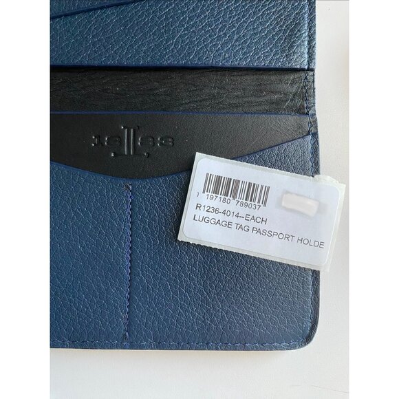 Lucchese Leather Passport Holder + Luggage Tag Set – Navy Blue R1236-4014 - Picture 12 of 13